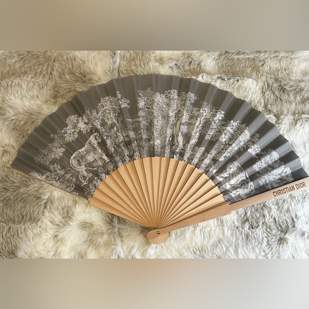 Dior Gray and Tan Hand Fan
